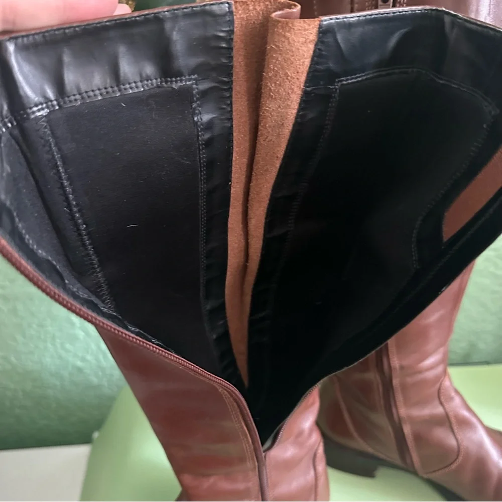 Ecco Hobart Brown Leather Knee High Riding Buckle Boots sz 36 5-5.5